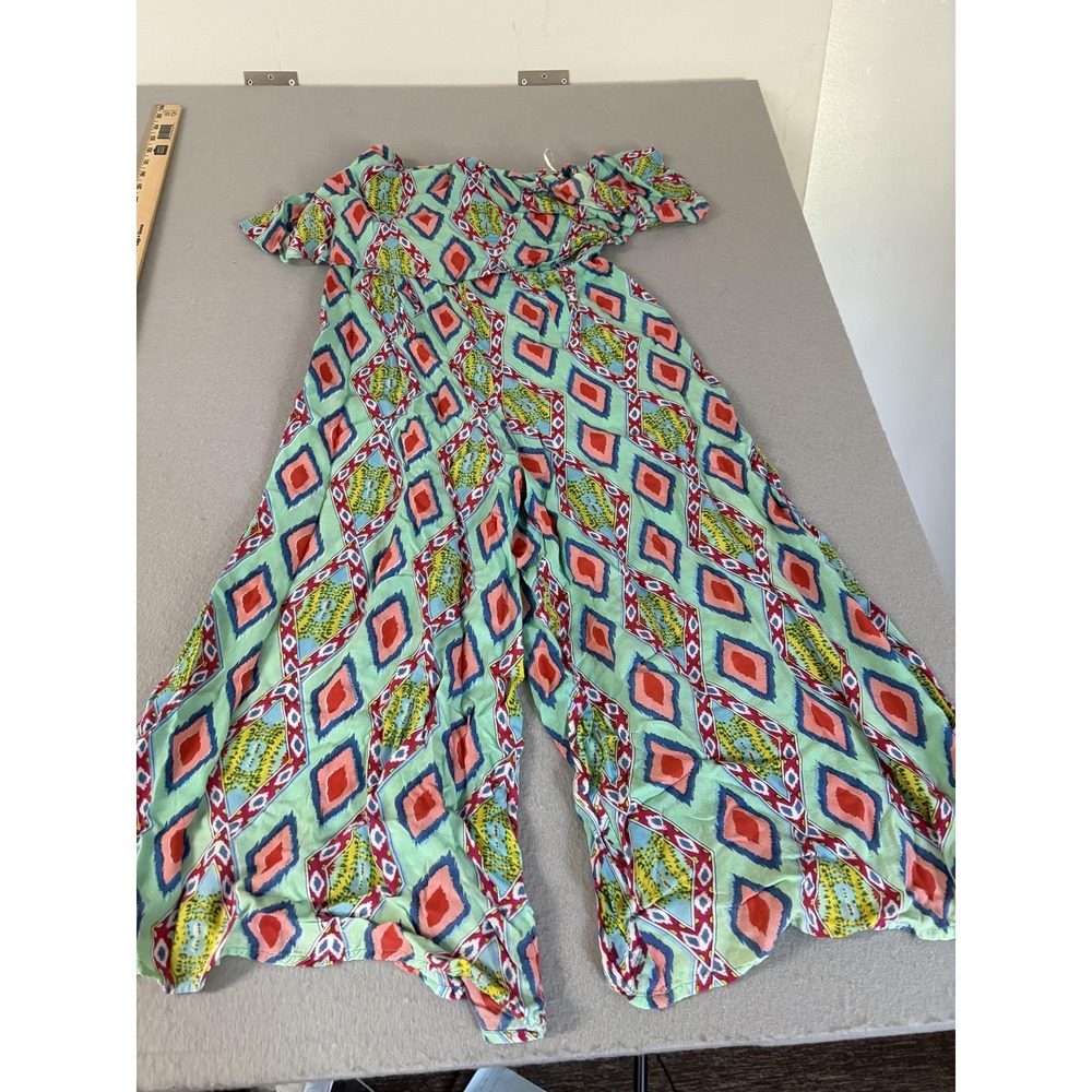Orientique Jumpsuit Womens Small Off Shoulder Boho Wide Leg Romper Dress‎